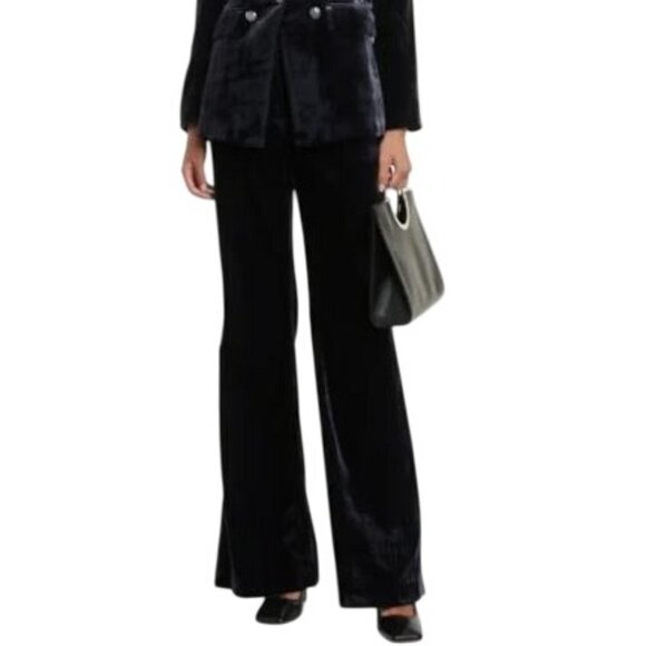 Veronica Beard Lebone Women's Pants Wide Leg Velvet Navy Blue Trouser Size 10 - Picture 1 of 16